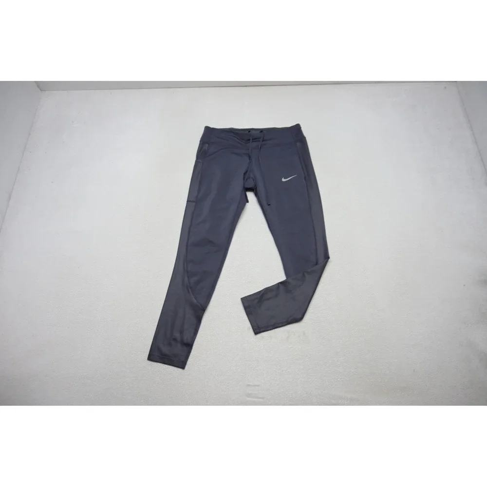 Nike Dri-FIT Leggings Womens Medium Gray Drawstring Pockets Athletic Excellent‎